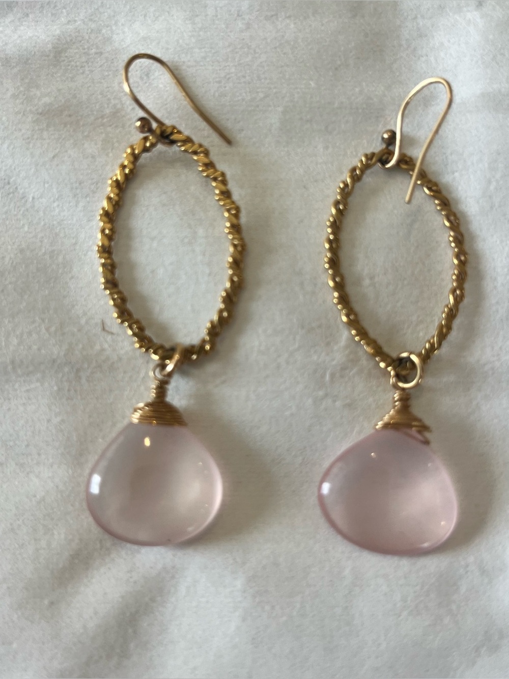 Elegant Pink Quartz Drop Earrings
